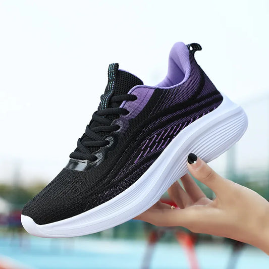 Mesh Breathable Lace Up Athletic Purple - Fashorio