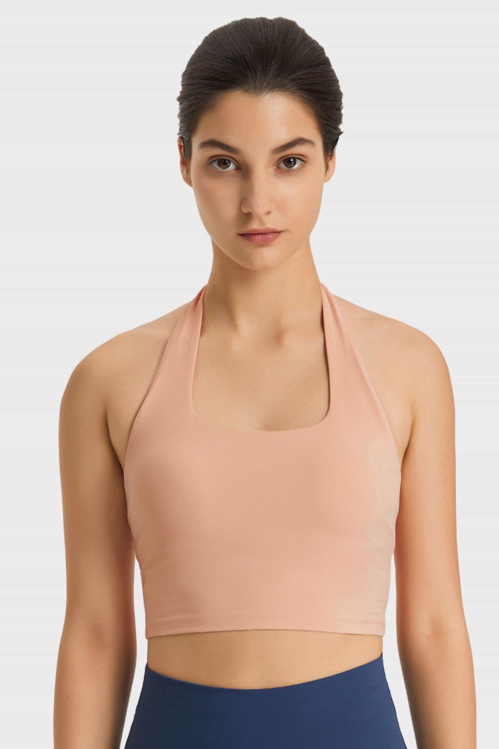 Millennia Breathable Halter Neck Sports Bra Nude - Fashorio