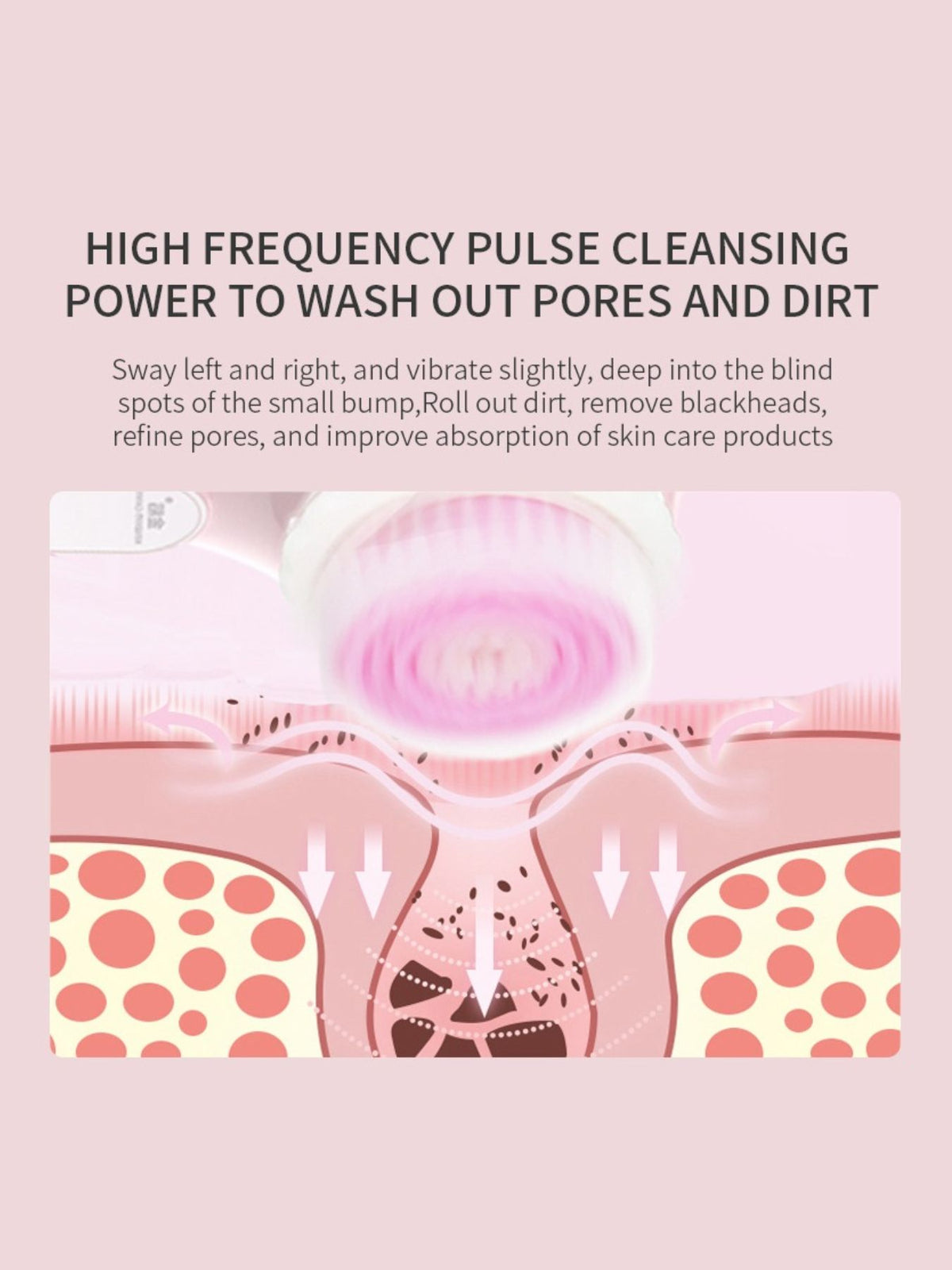 Facial cleansing brush power button detail
