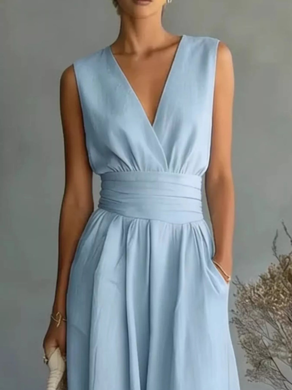 Sleeveless wide leg jumpsuit white color
