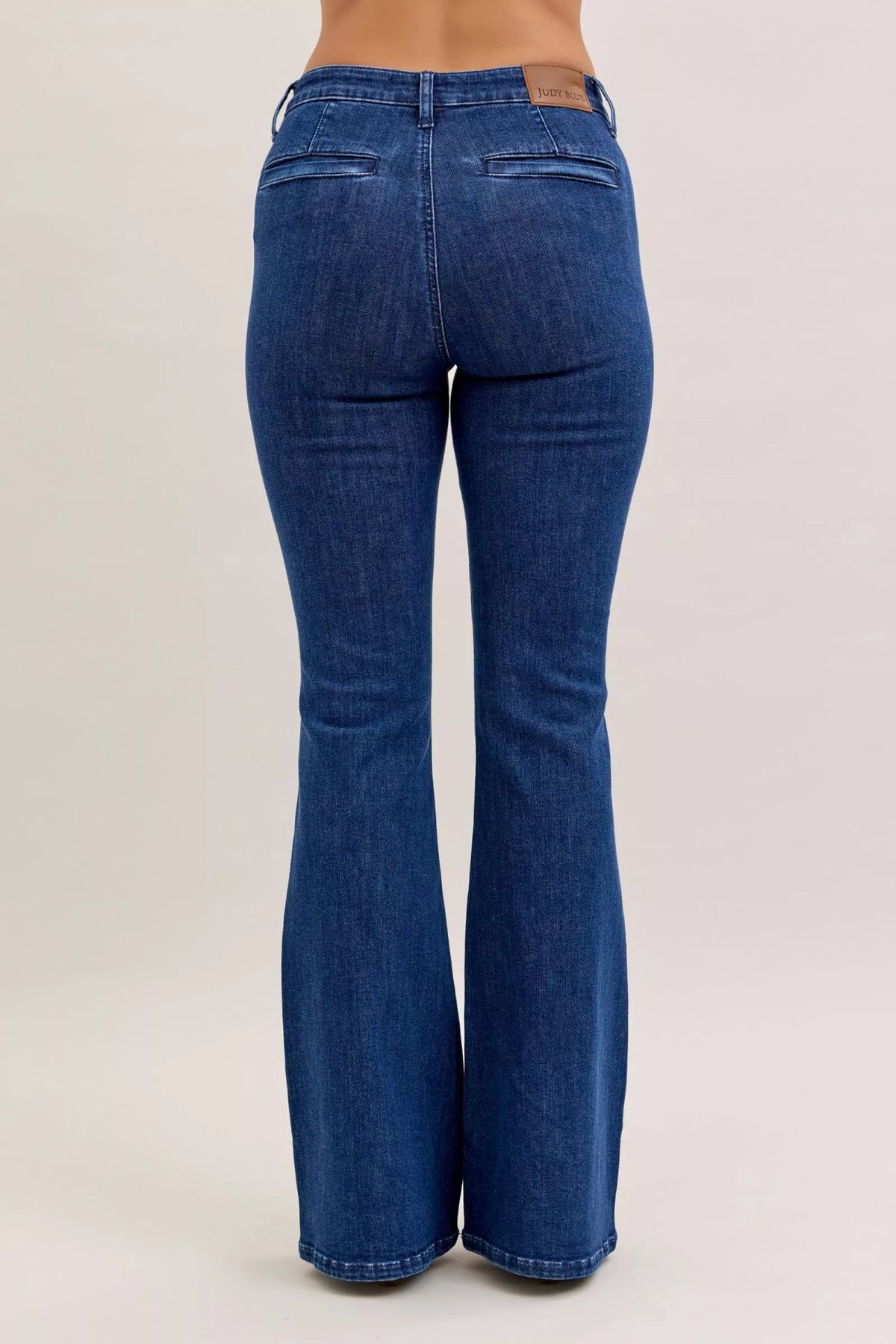 Judy Blue dark wash flare jeans back view