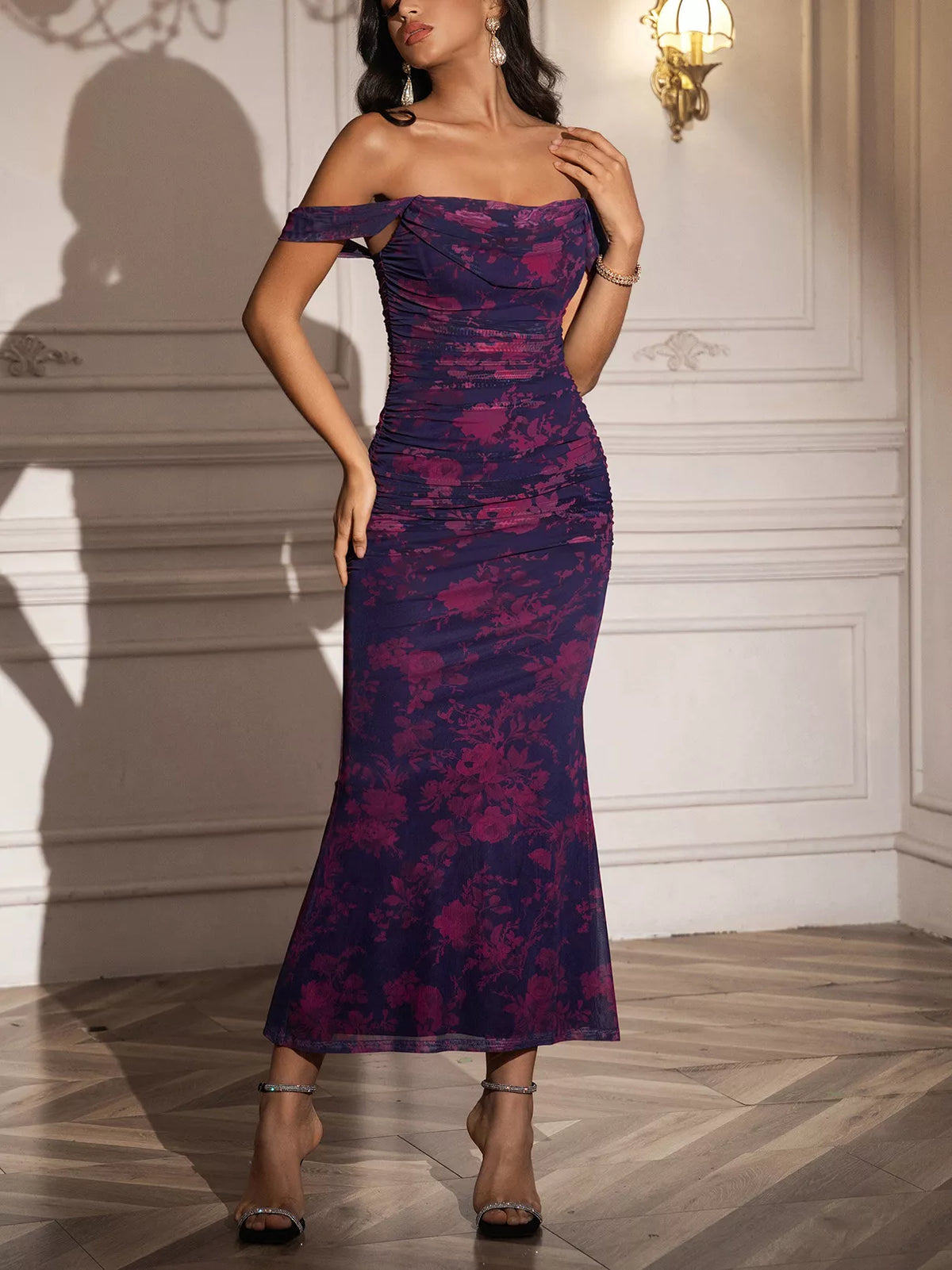 Fabric and floral detail on the mermaid dress
