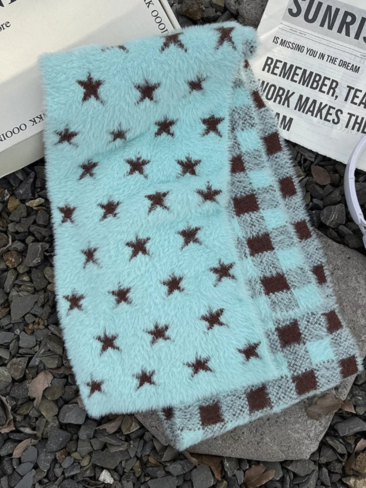 Star plaid scarf full length view