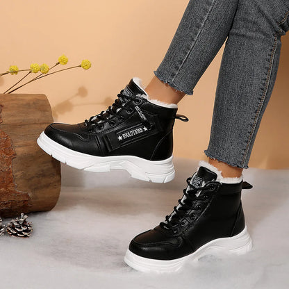 Premium Lace-Up Combat Boots with Fleece Line - Fashorio