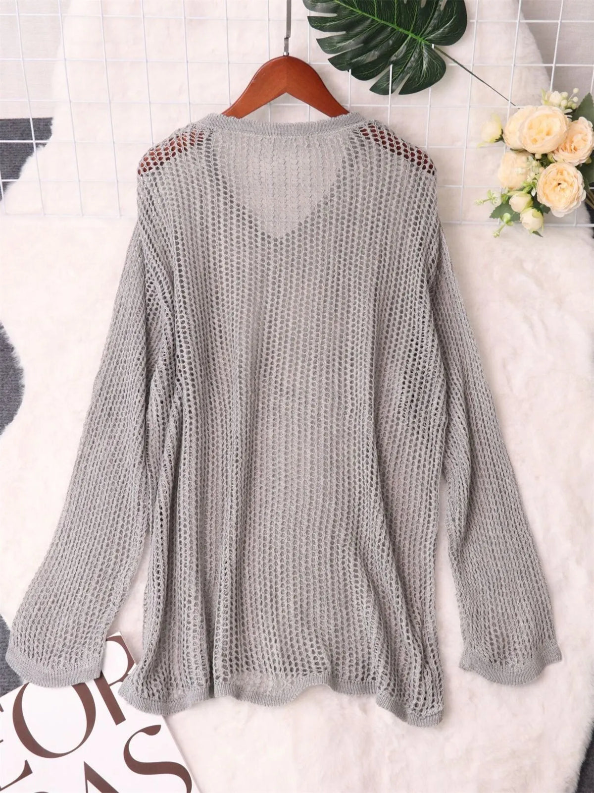 openwork relaxed knit cover up side view