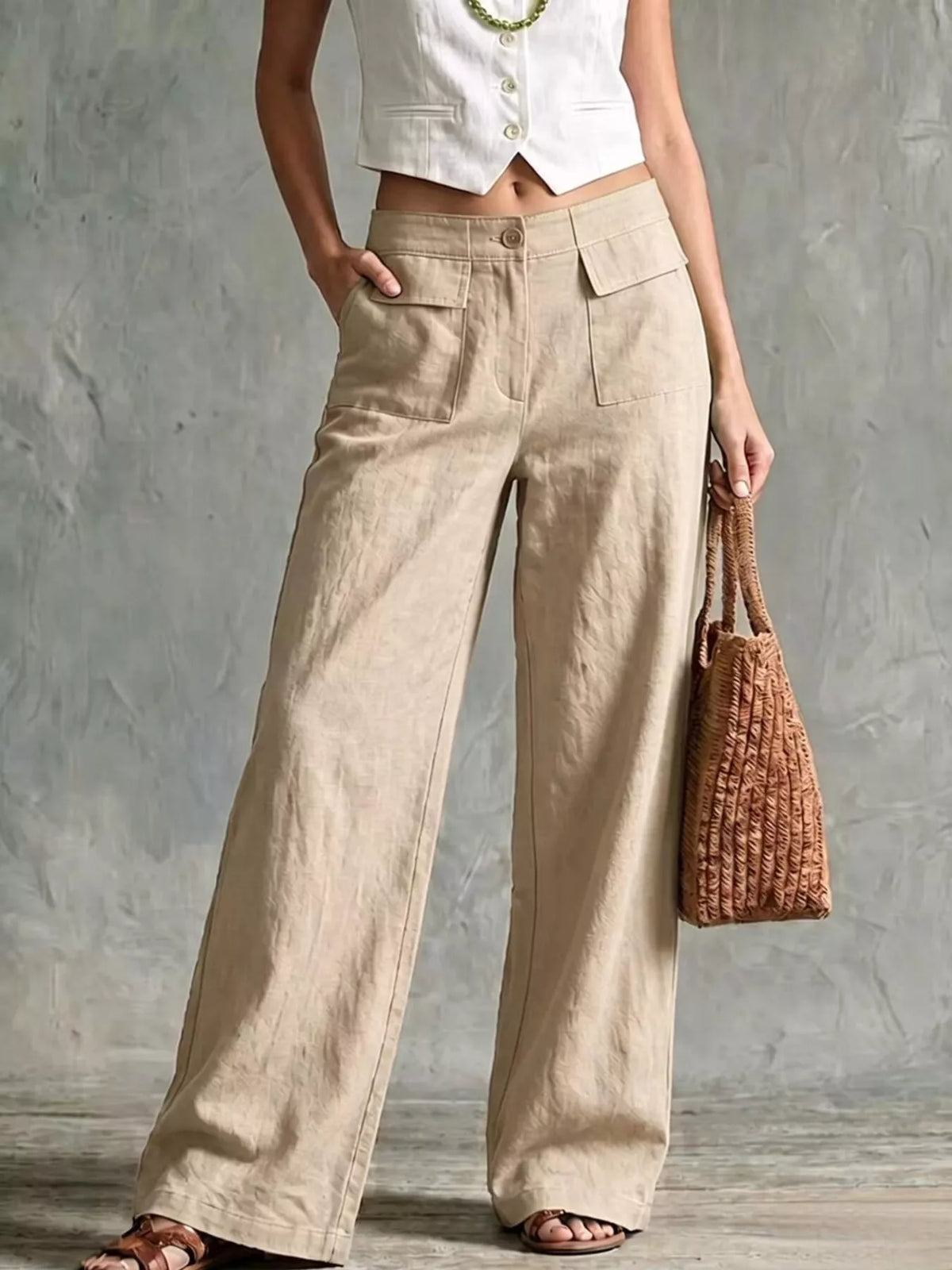 Wide Leg Pants with Pockets, view 9