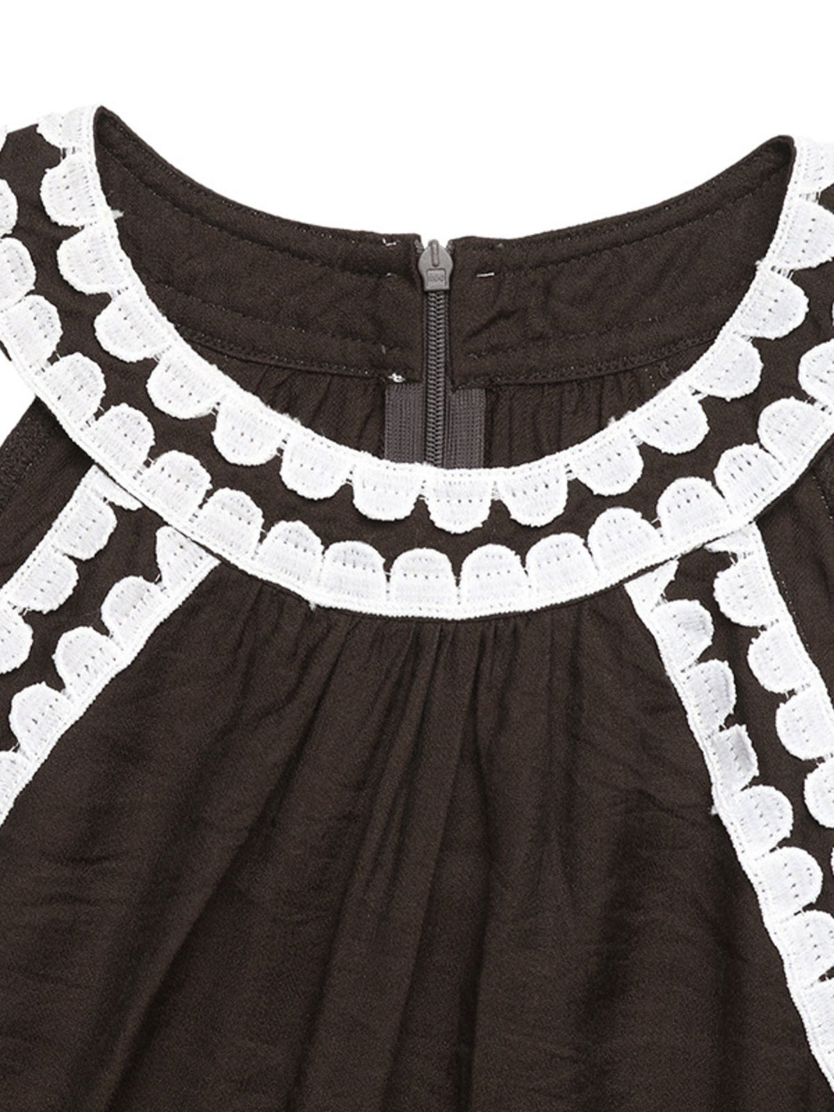 Full length view of the brown sleeveless maxi dress