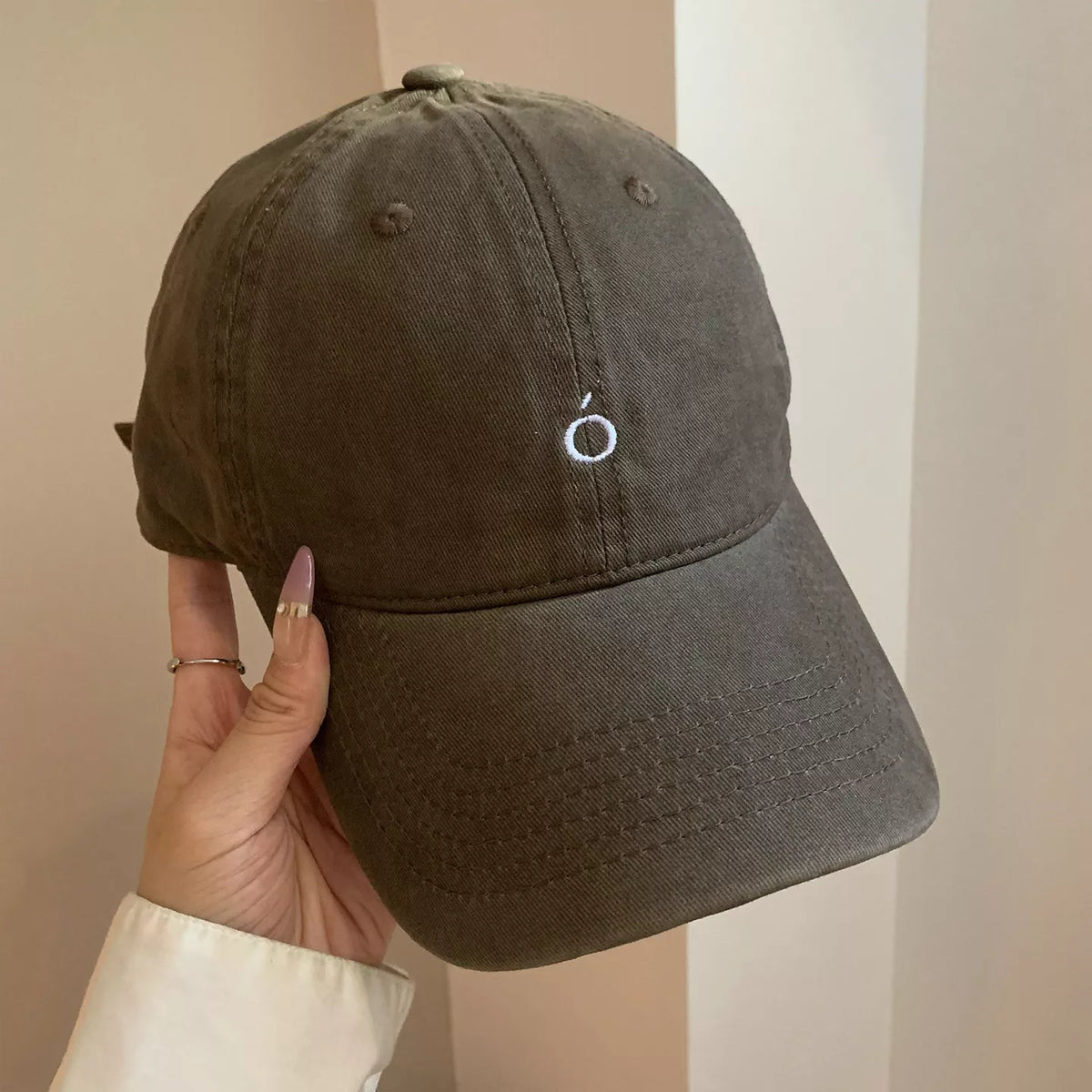 Embroidered cotton baseball cap in red, front view