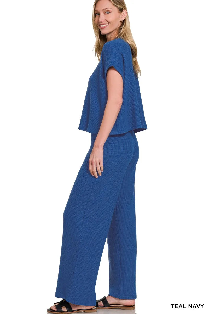 Zenana Sweater Boxy Top & Long Pants Set - Fashorio