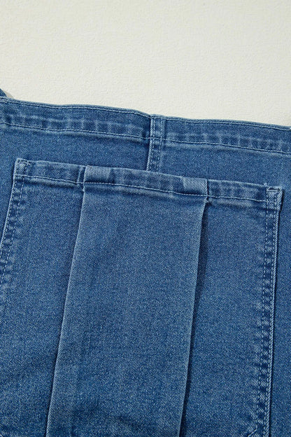 Adjustable Tie Straps Wide Leg Denim Overalls - Fashorio