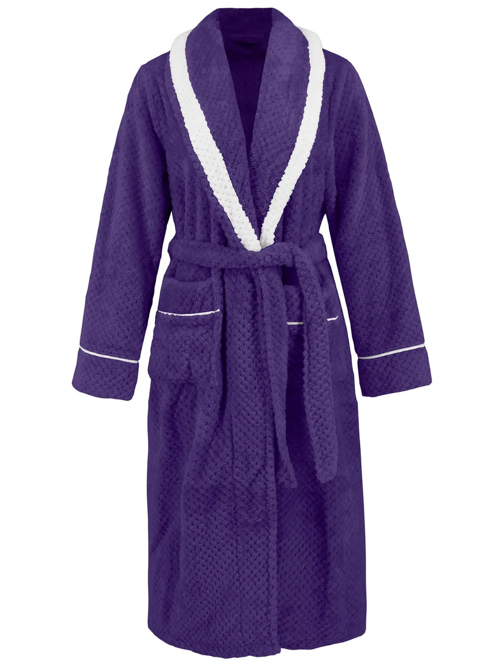 Contrast Trim Tie Waist Lounge Nightgown with Pockets - Fashorio