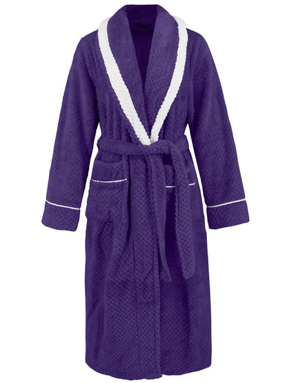 Contrast Trim Tie Waist Lounge Nightgown with Pockets - Fashorio