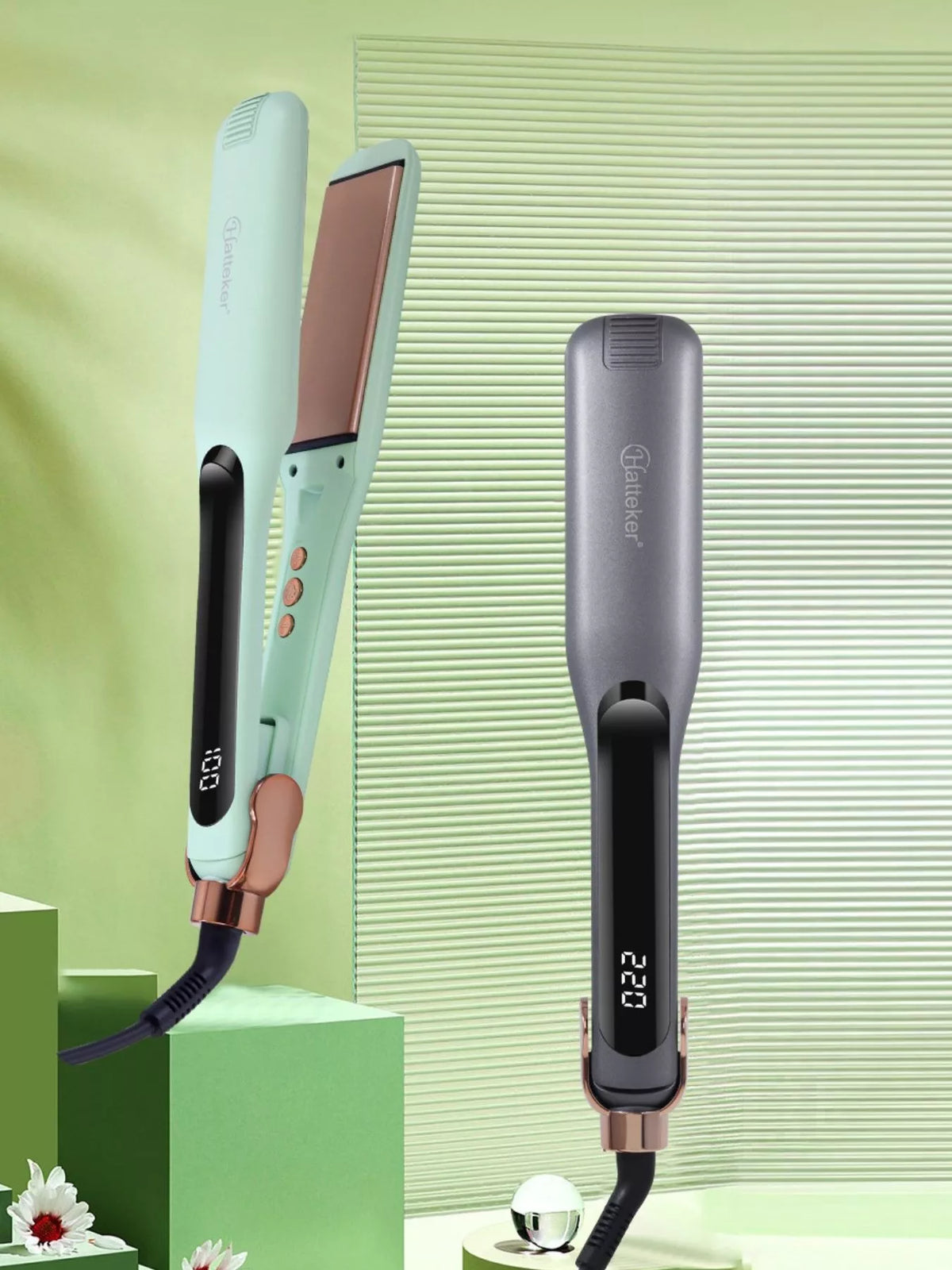 Adjustable temperature hair straightener front view