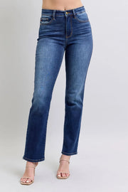 Judy Blue Full Size Washed Straight Leg Jeans with Pockets Dark - Fashorio