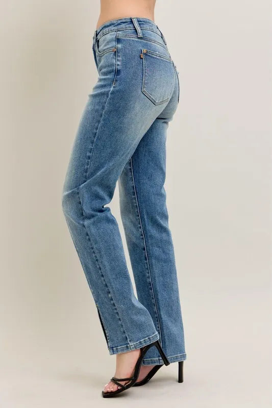 Judy Blue vintage wash straight jeans back view
