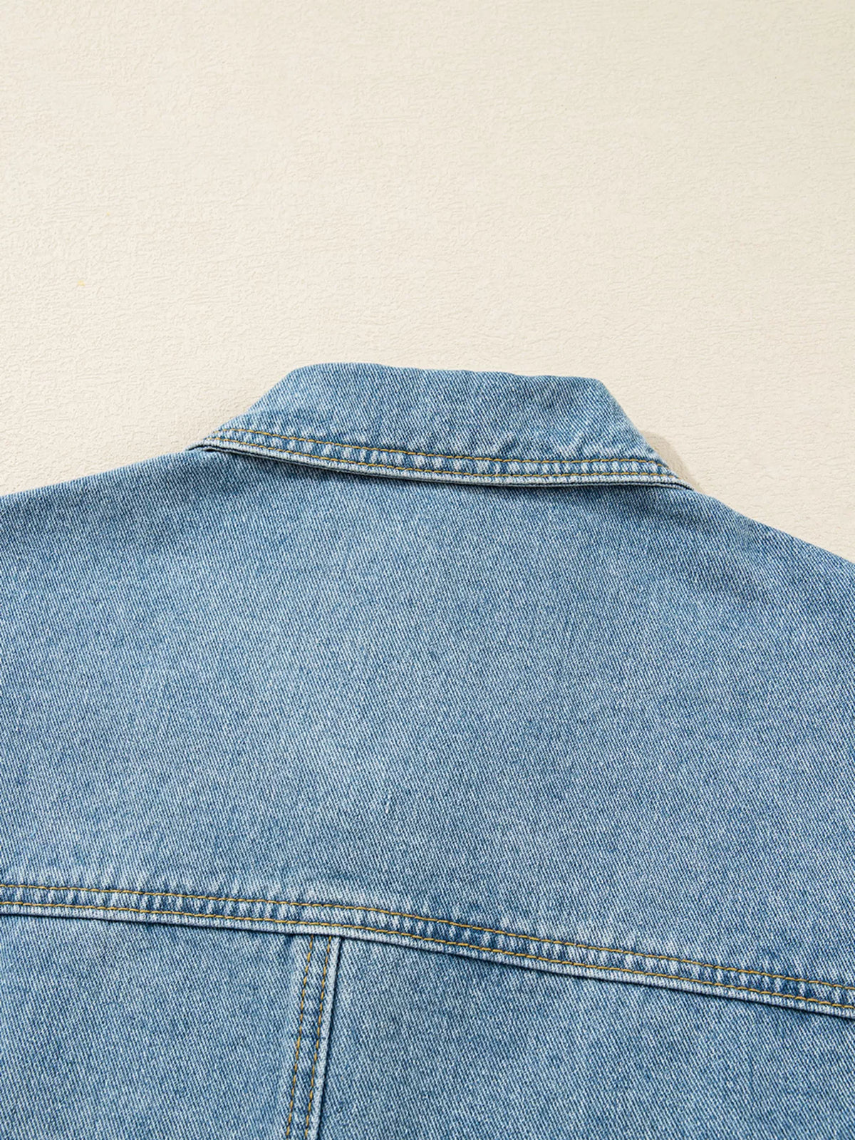 Patch Pocket Side Tie Denim Jacket in Medium Wash view 7
