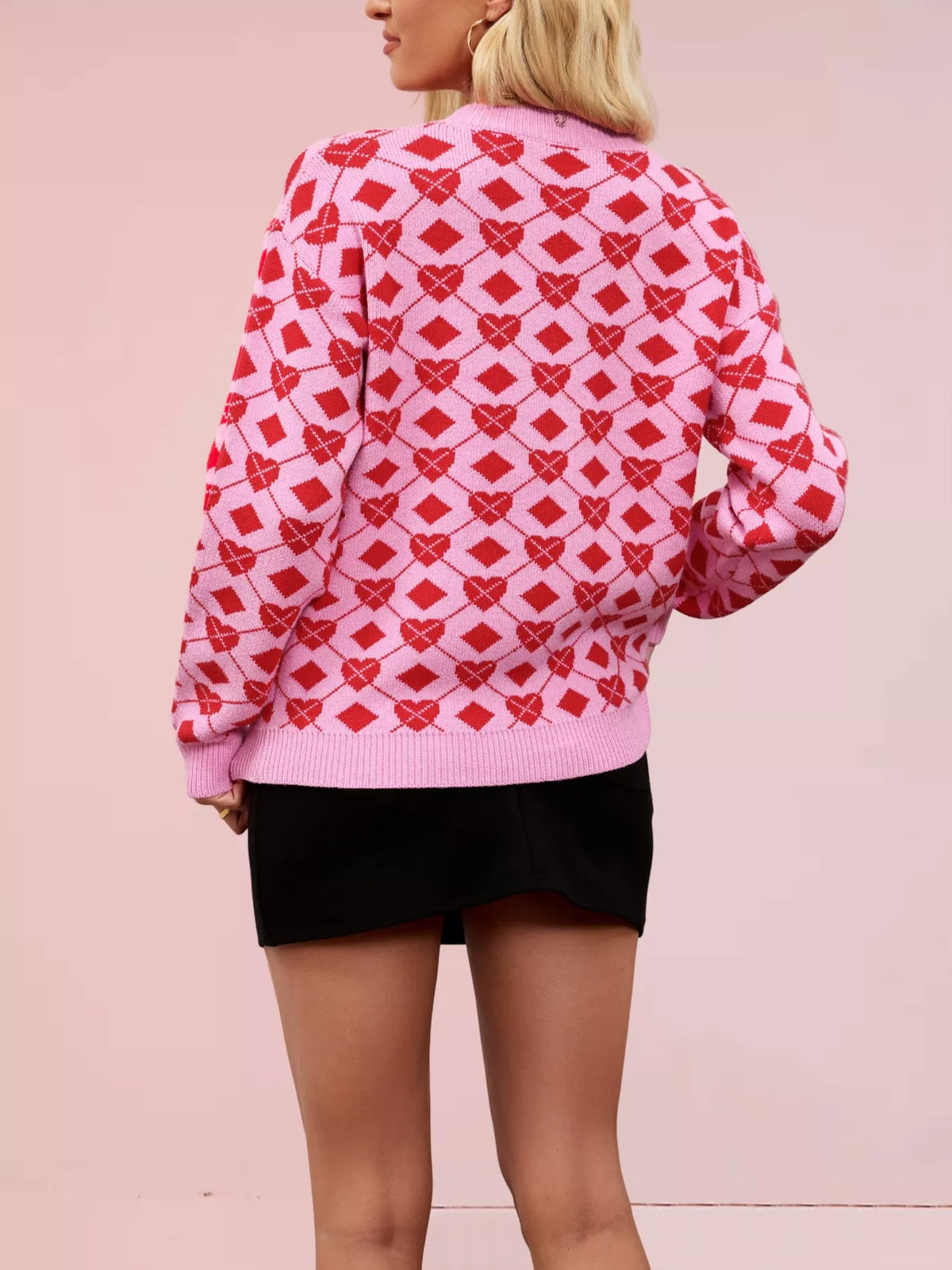 Heart and Diamond Pattern Sweater front view