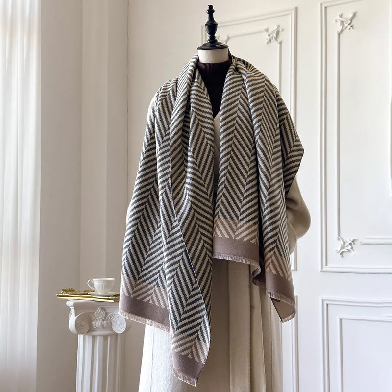 Raw hem soft cotton scarf shown around the neck