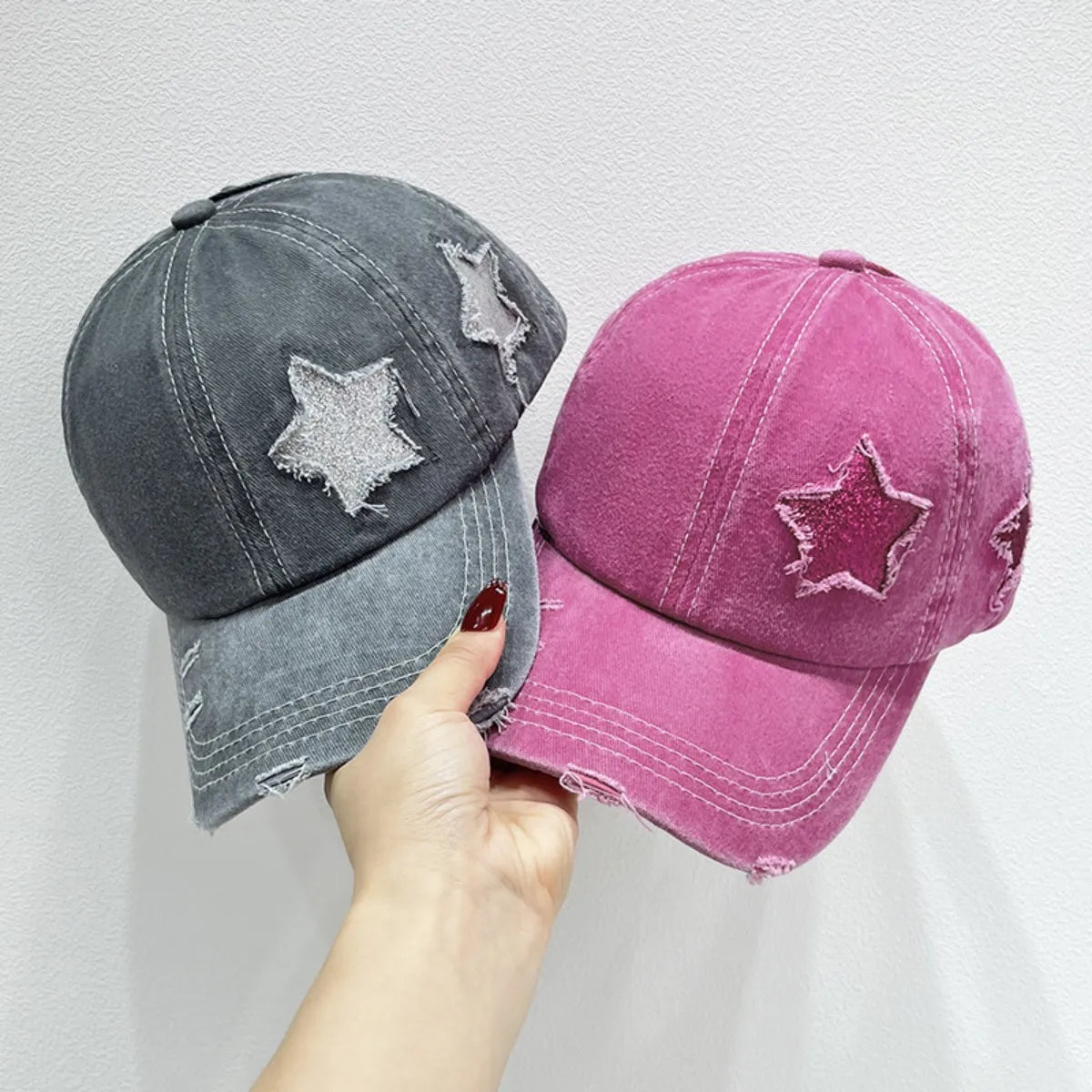 Star Adjustable Baseball Cap Hot Pink One Size - Fashorio
