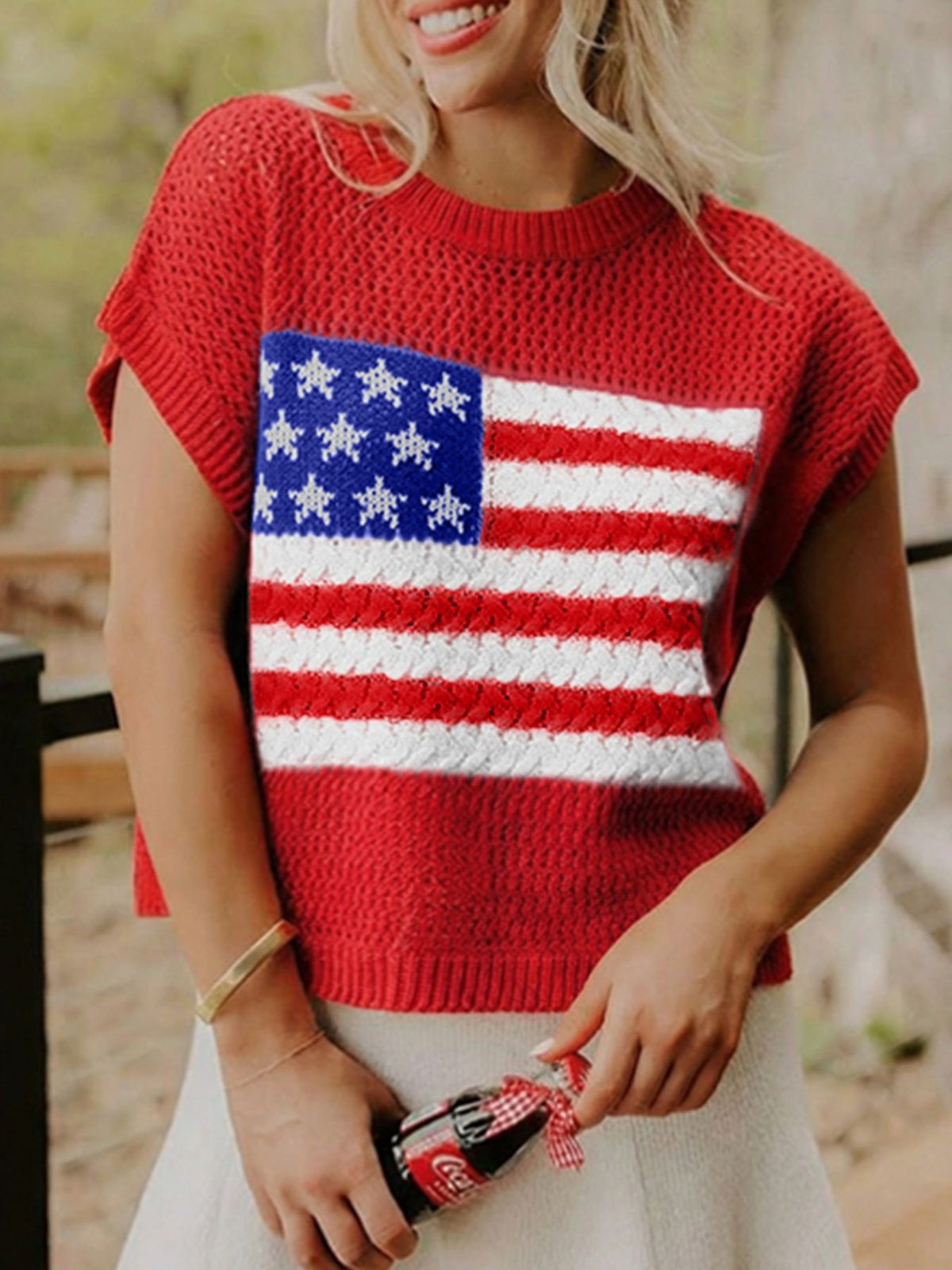 American flag sweater side view