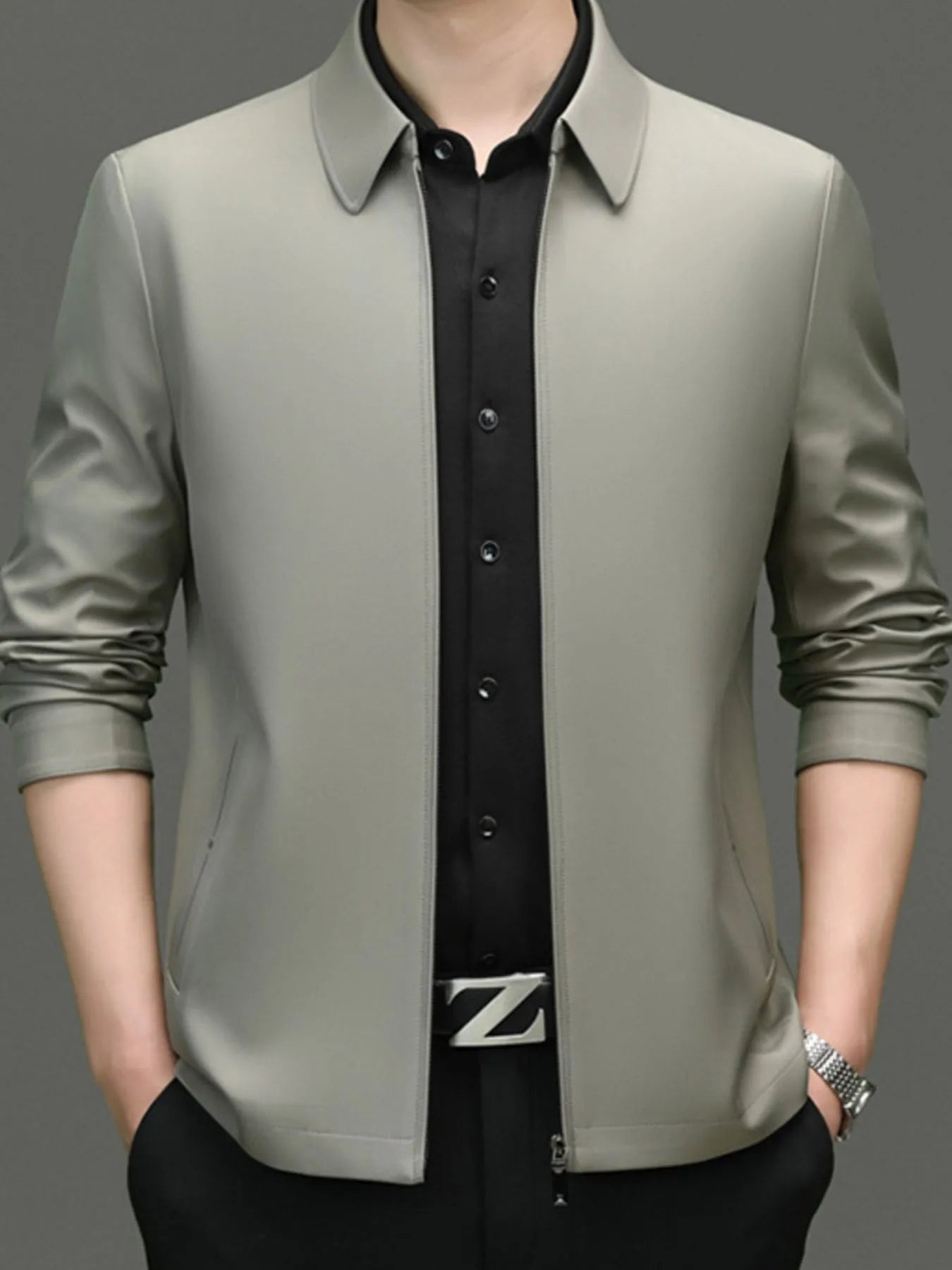 Men's Plus Size Zip Up Long Sleeve Jacket - Fashorio