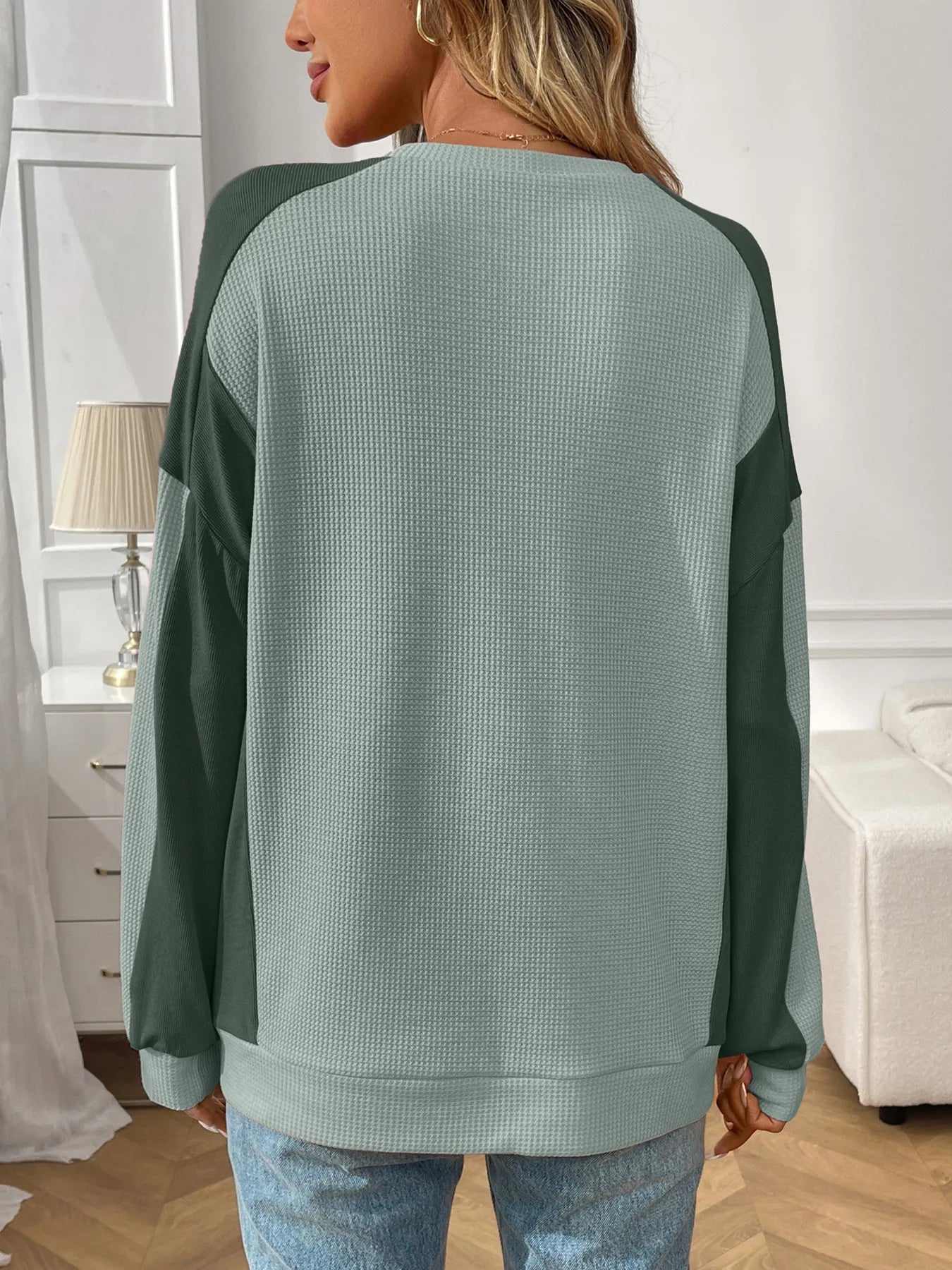 Color Block Long Sleeve Sweatshirt - Fashorio