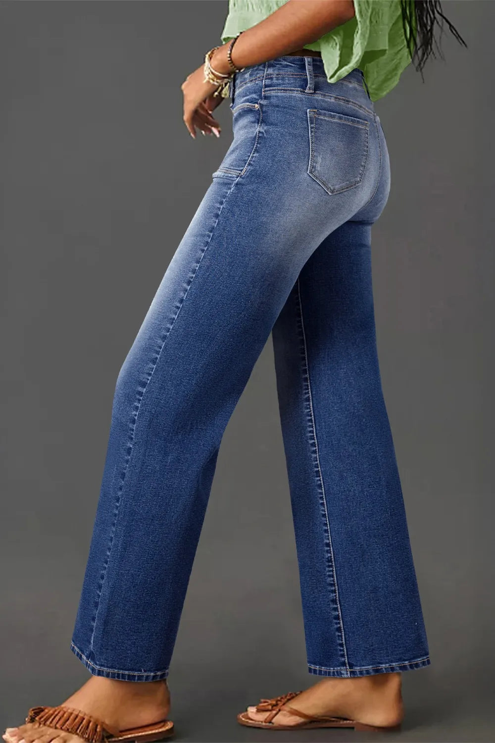 High Waisted Vintage Wash Wide Leg Jeans, view 15
