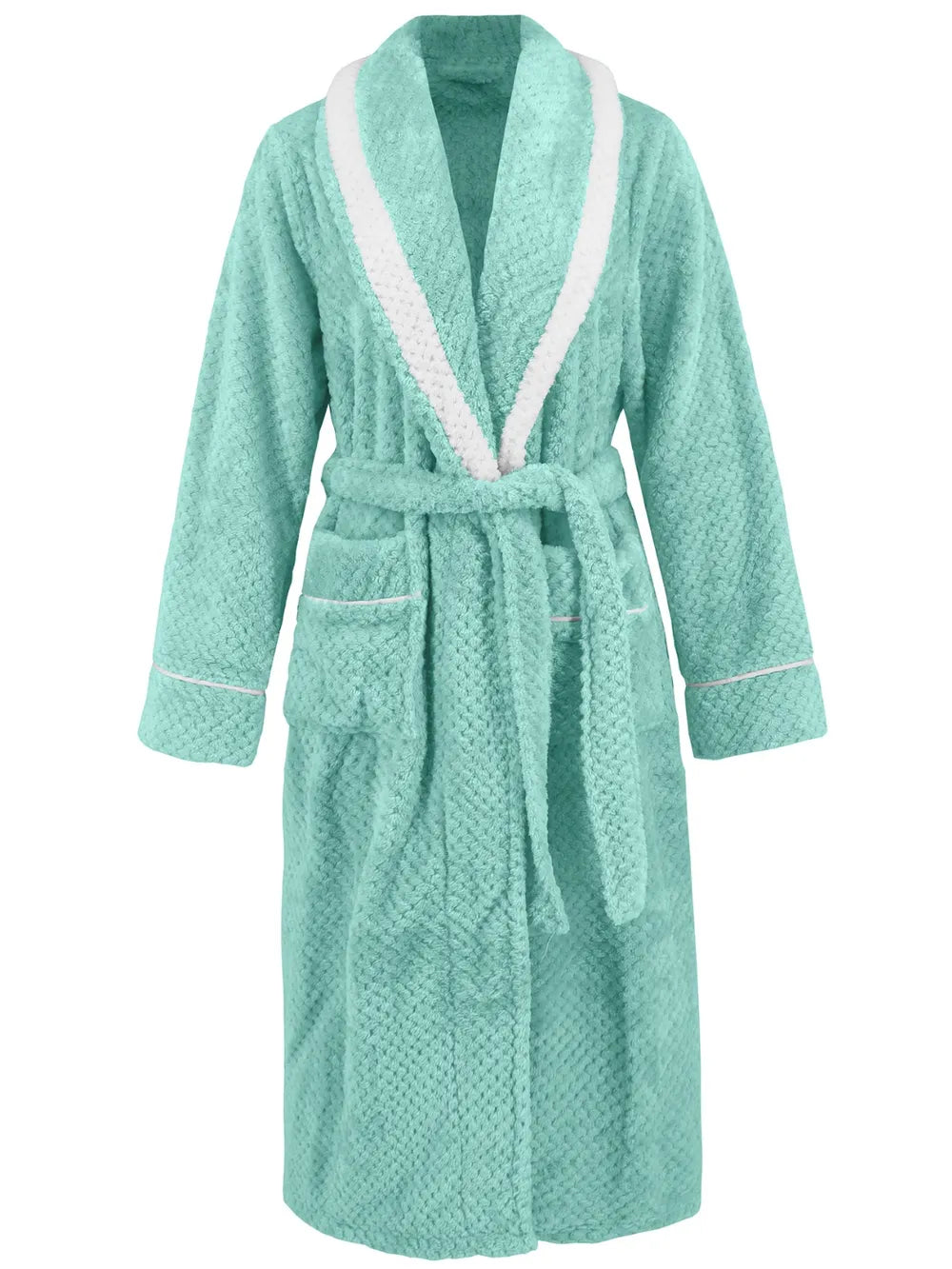 Contrast Trim Tie Waist Lounge Nightgown with Pockets - Fashorio