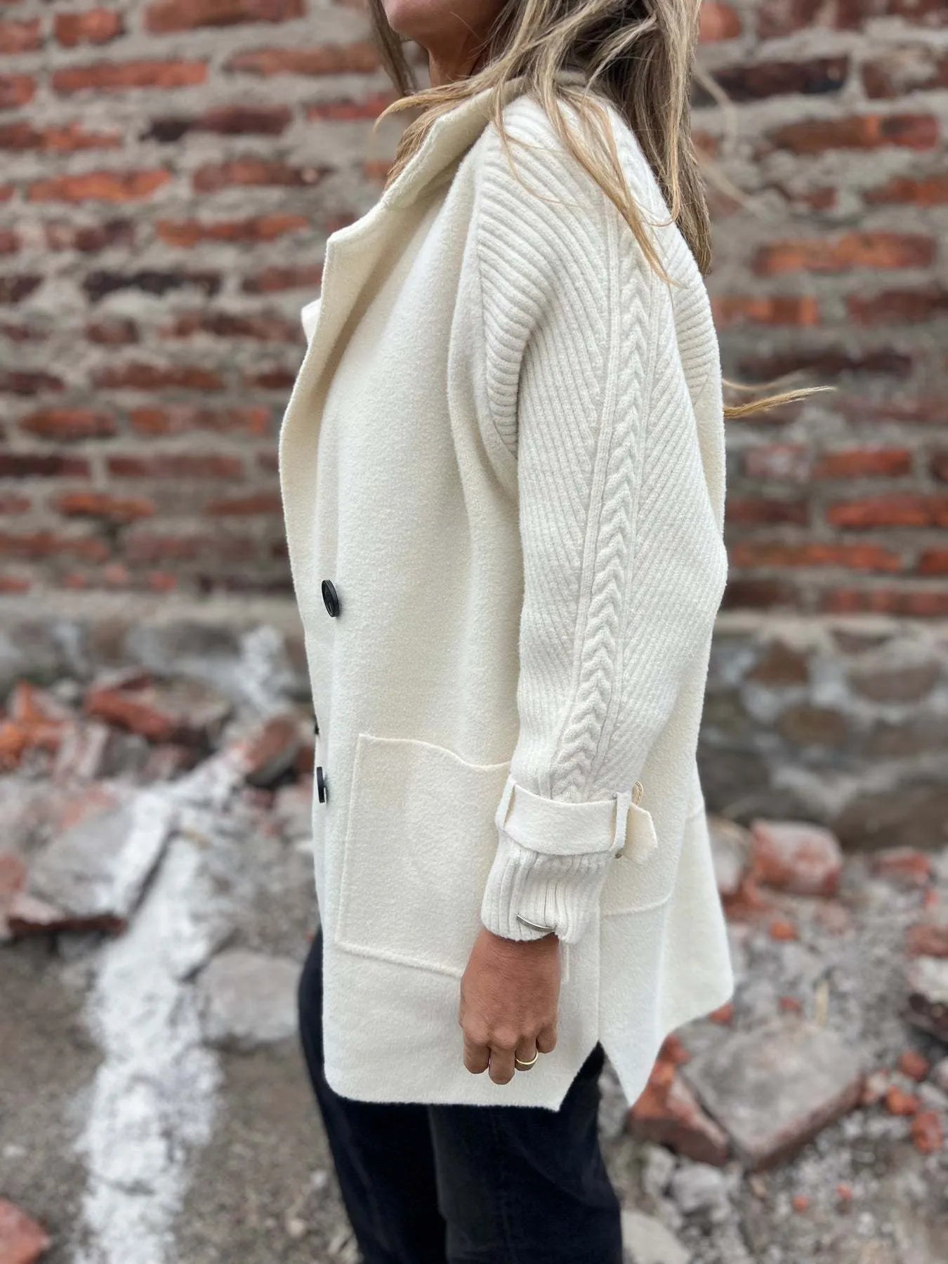 Full Size Texture Knit Longline Coat Plus Size - Fashorio