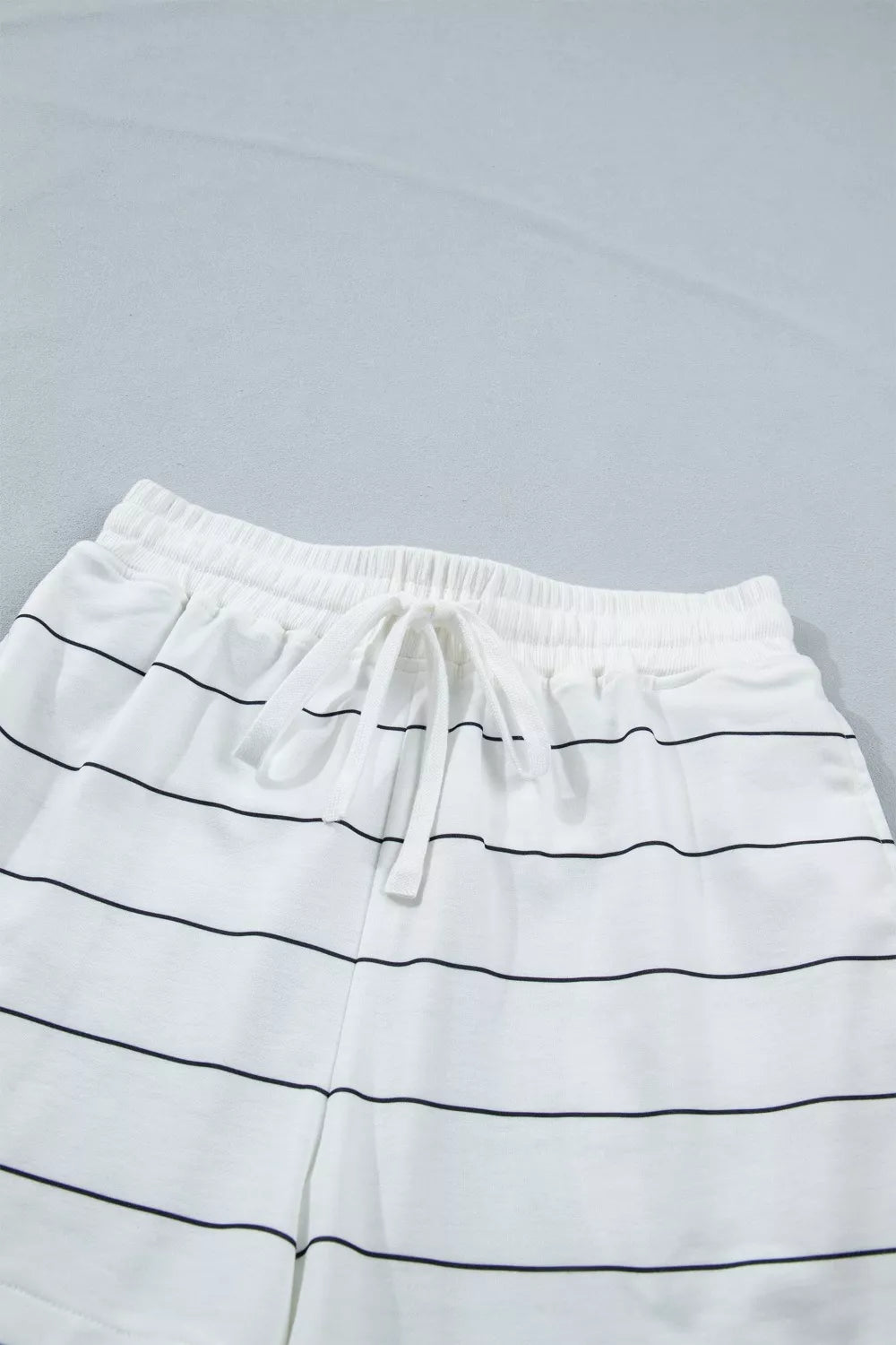 Coordinated striped tee and shorts outfit