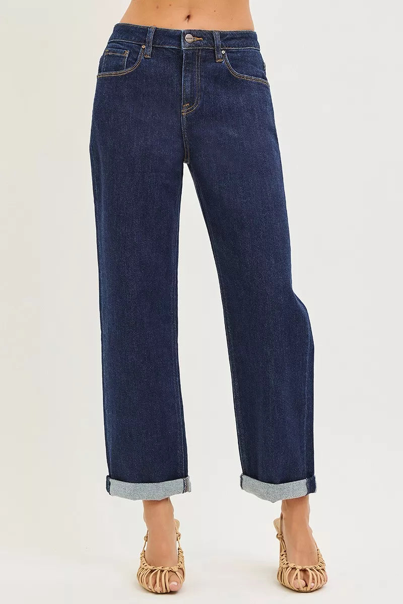 RISEN slouchy cropped boyfriend jeans front view
