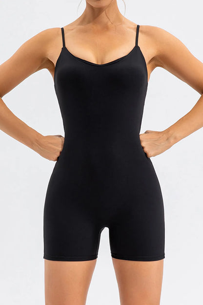 Spaghetti Strap Round Neck Romper - Fashorio