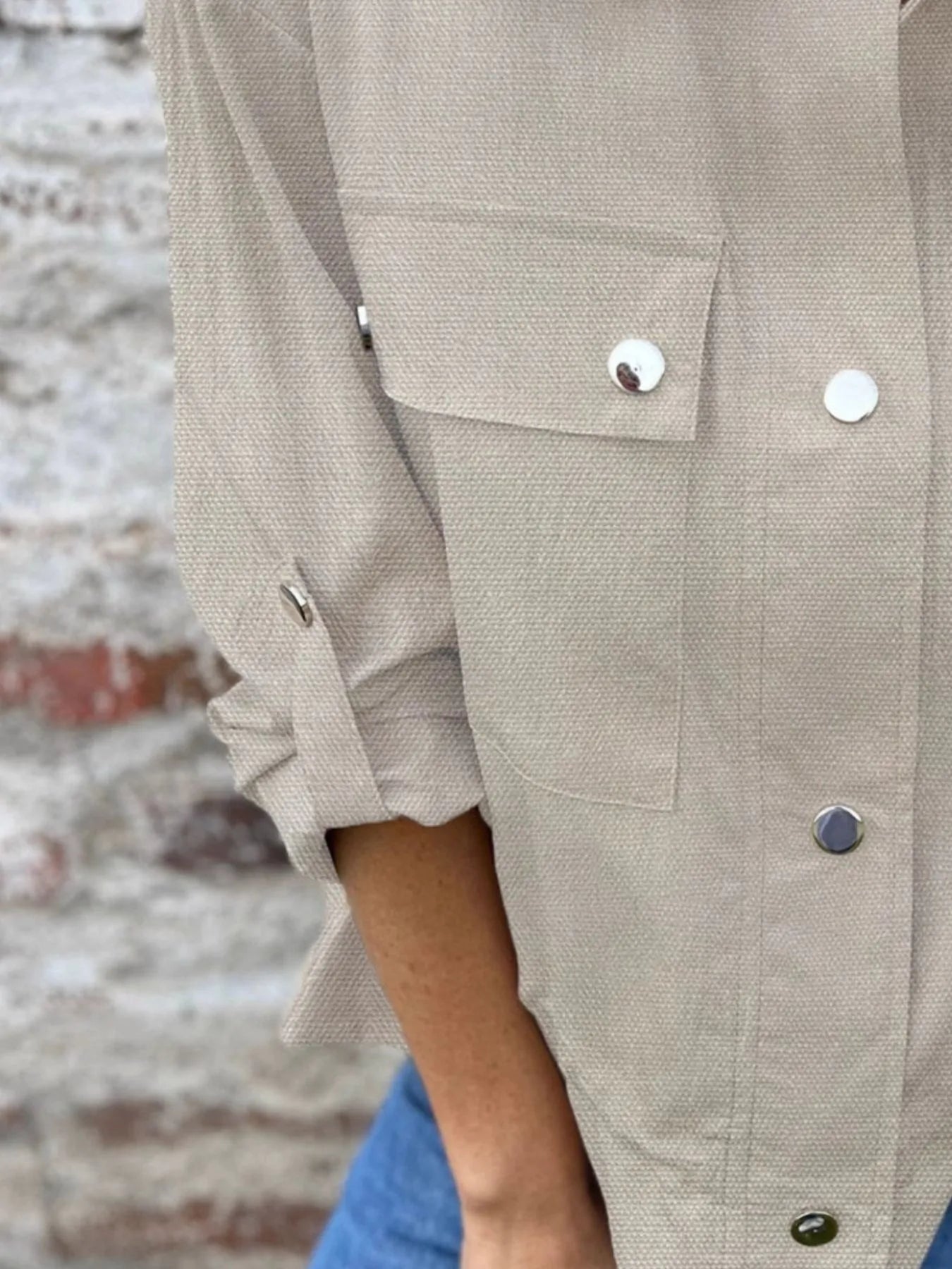 Women’s Utility Shacket with Snap Front and Pockets - Fashorio