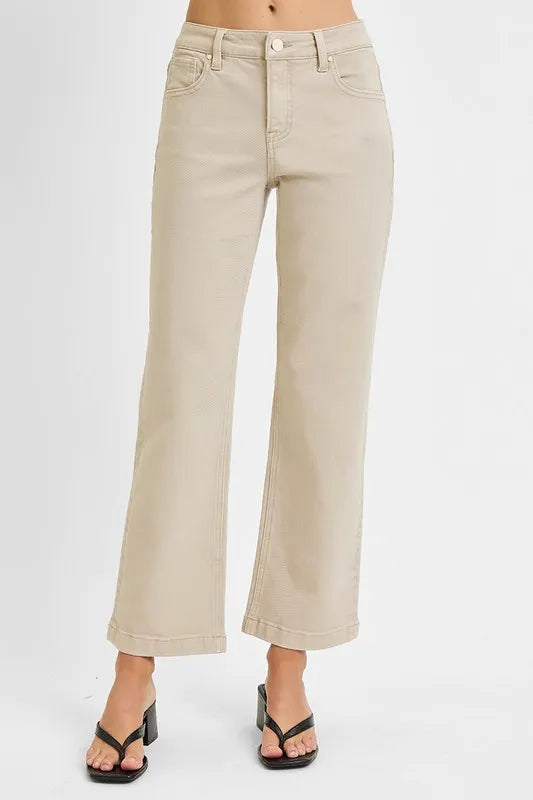 RISEN almond jeans back view with five pocket styling