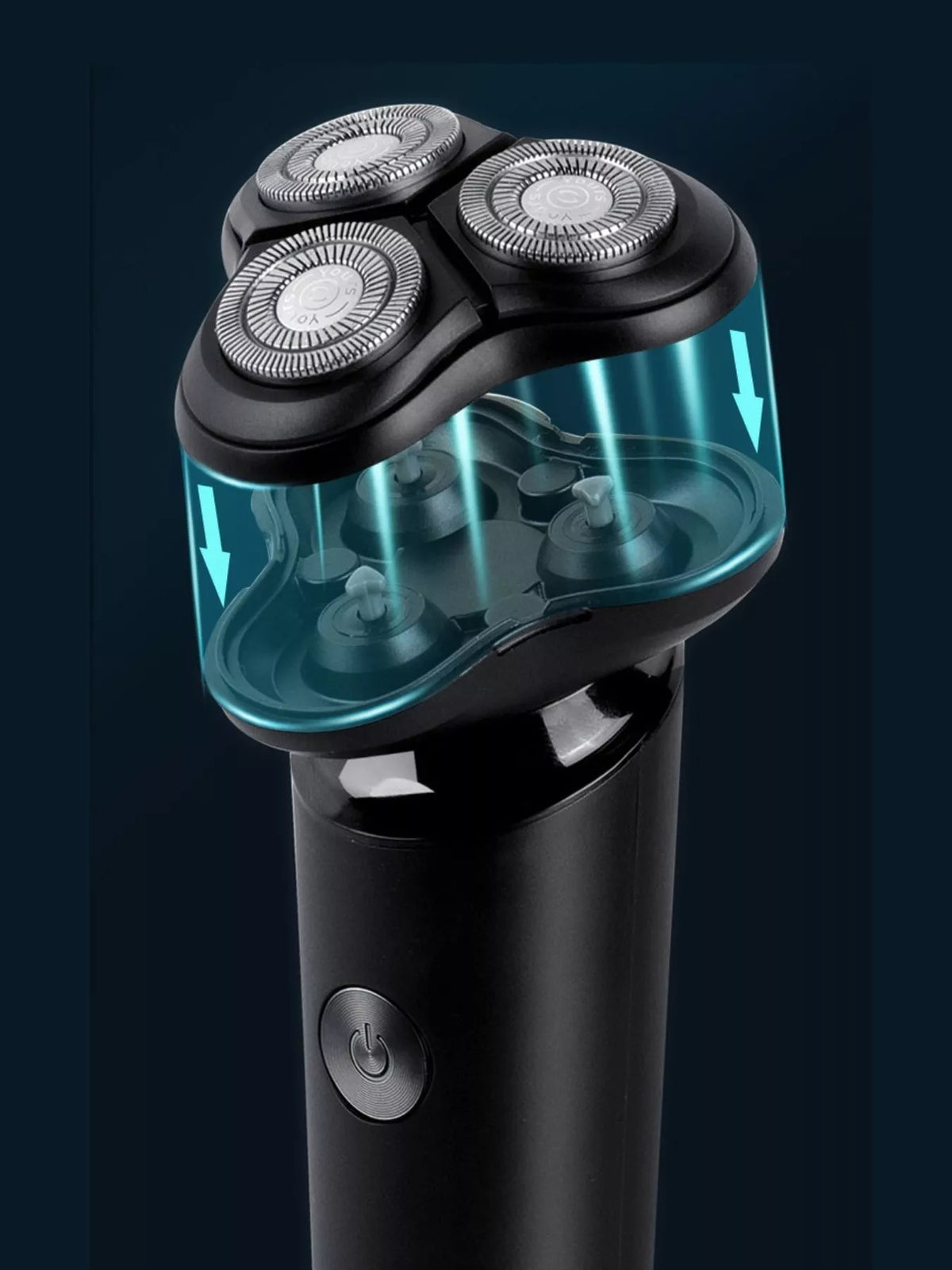 Waterproof rotary electric shaver in hand