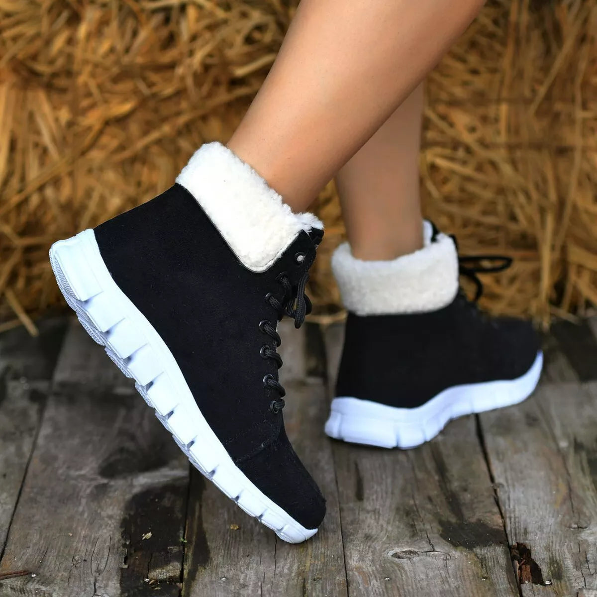 Lace Up Round Toe Boots back view