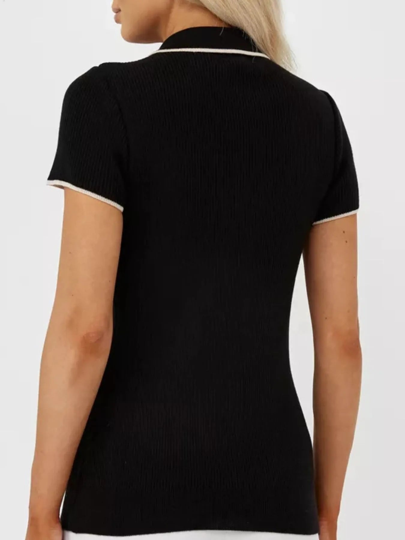 Contrast Trim Button Detail Polo - Fashorio