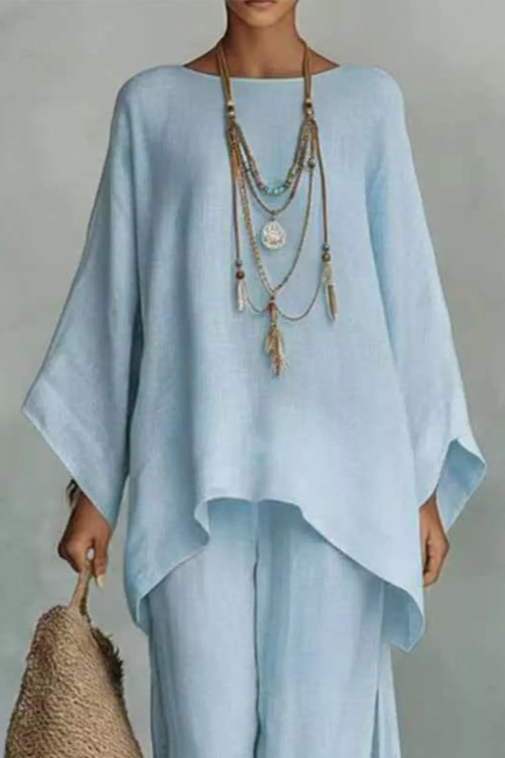 Solid coordinated set styled outfit