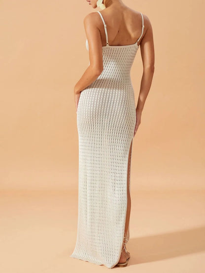 Side Slit Maxi Cami Sweater Dress - Fashorio