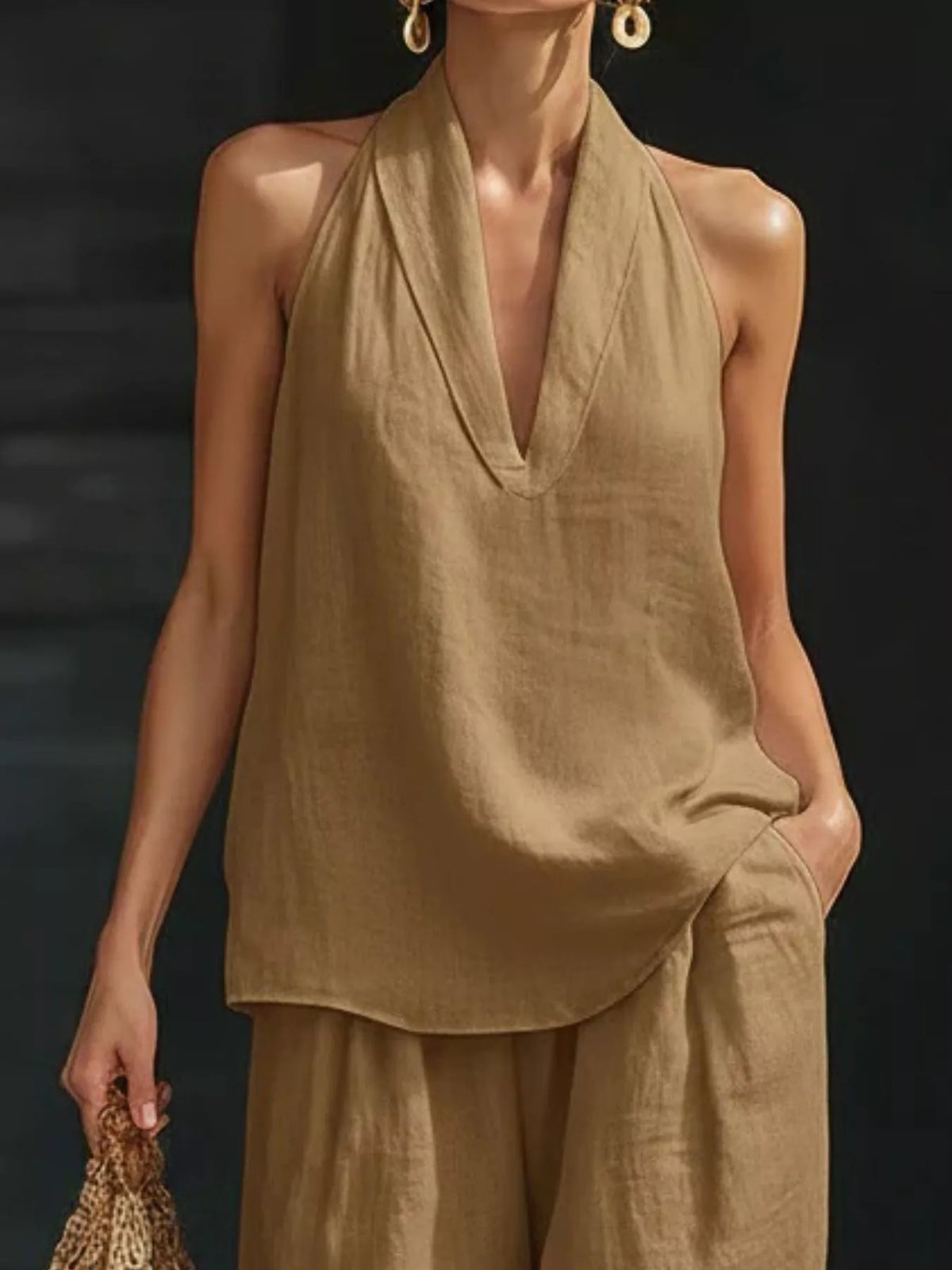 Halter set flowing pants movement