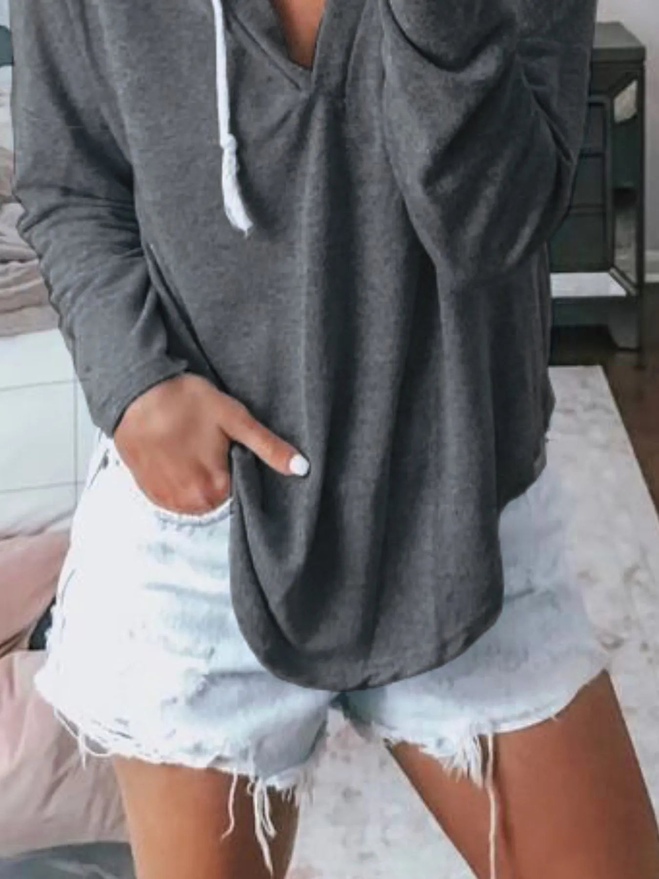 Full Size Drawstring Long Sleeve Hoodie Plus Size - Fashorio