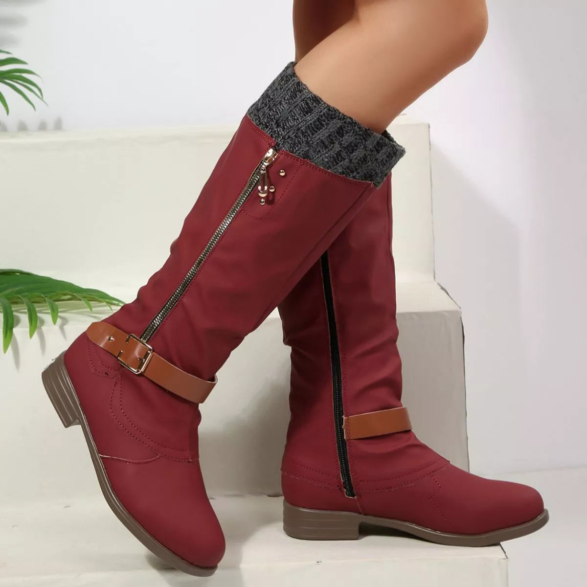 Green round toe block heels boots platform and sole detail
