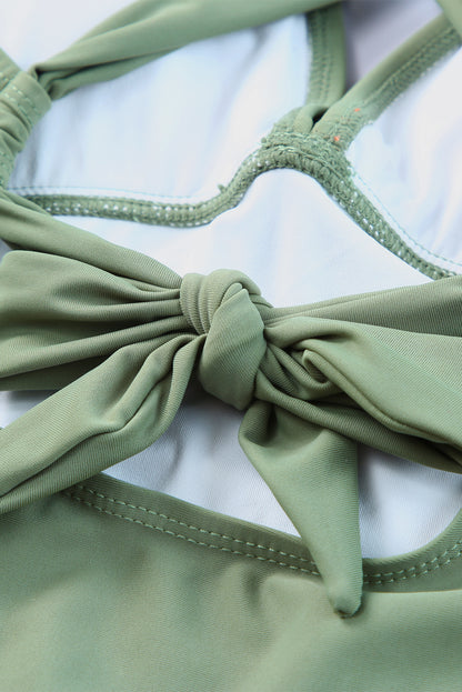 Tie Back Sleeveless Swim Dress and Bottoms Set - Fashorio