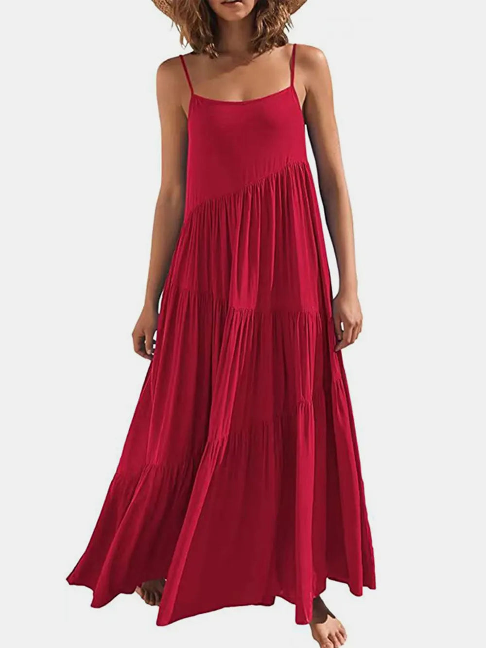 Ruched maxi dress fabric detail