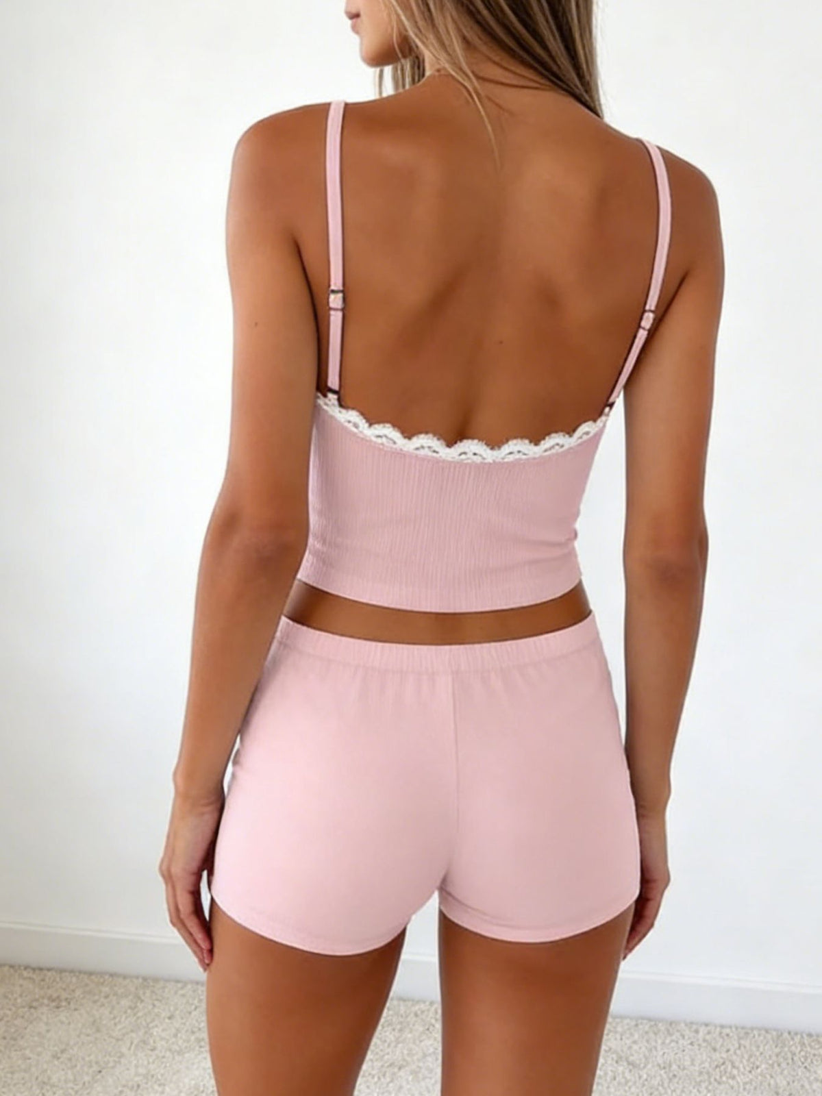 Contrast Trim Cami and Shorts Set, view 10