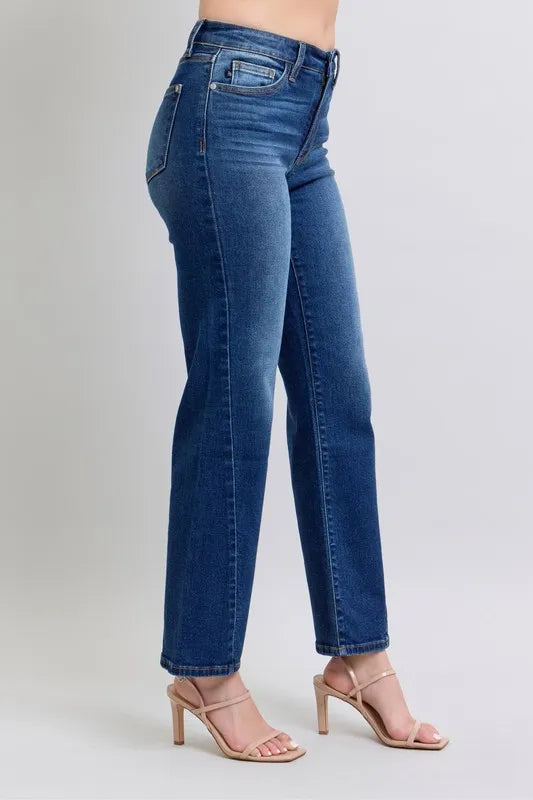 Judy Blue Side Seam Detail Straight Jeans with Pockets side view