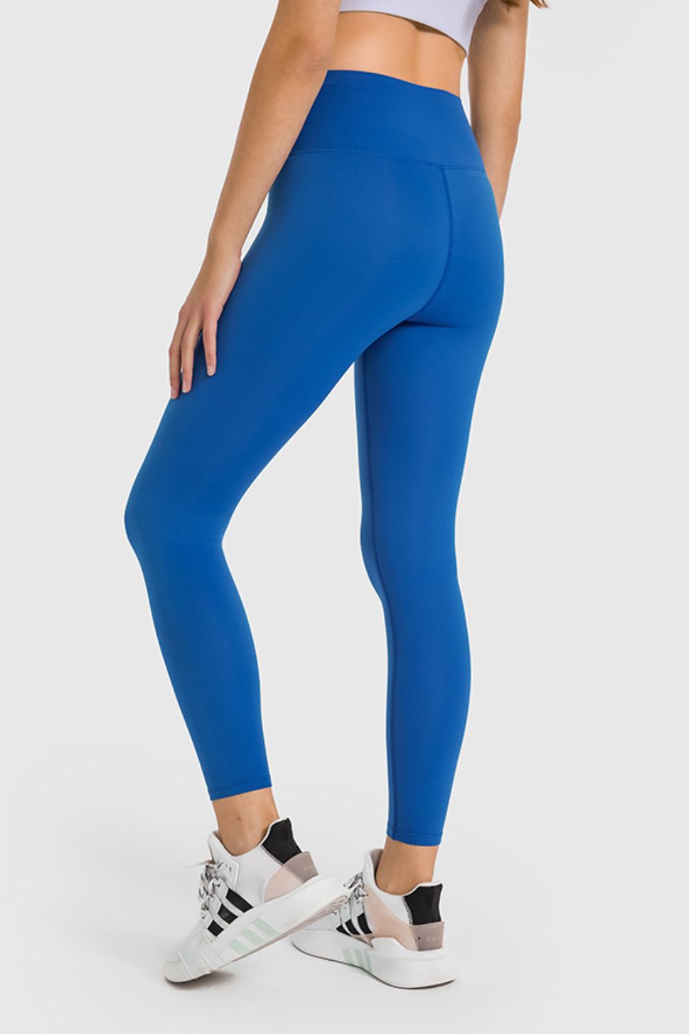 high waist ankle length yoga leggings back view