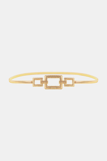 Square Shape Zinc Alloy Buckle Iron Belt Gold One Size - Fashorio