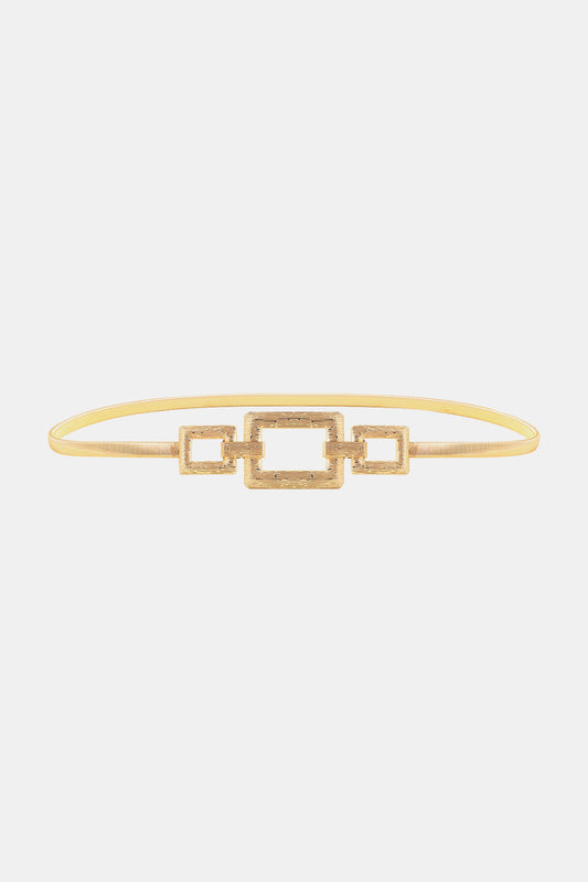 Square Shape Zinc Alloy Buckle Iron Belt Gold One Size - Fashorio