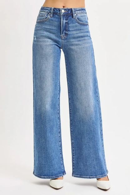 RISEN Full Size High Rise Wide Leg Jeans Plus Size - Fashorio